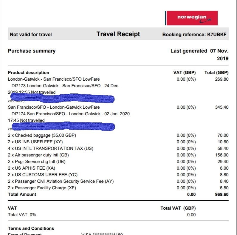 norwegian check in baggage fee
